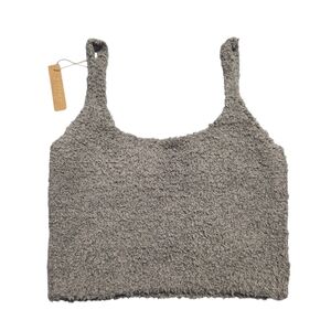 Skims Cozy Knit Tank Top Shirt Smoke Grey Size Large Xlarge Y2K Fuzzy Top NWT
